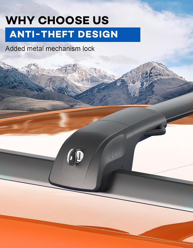 wonderdriver 300lbs Lockable Roof Rack Cross Bars Compatible with Jeep Patriot 2007-2017,Heavy Duty Aluminum Roof Rails Crossbars Cargo Canoe Black Rooftop Cargo. - Image 4